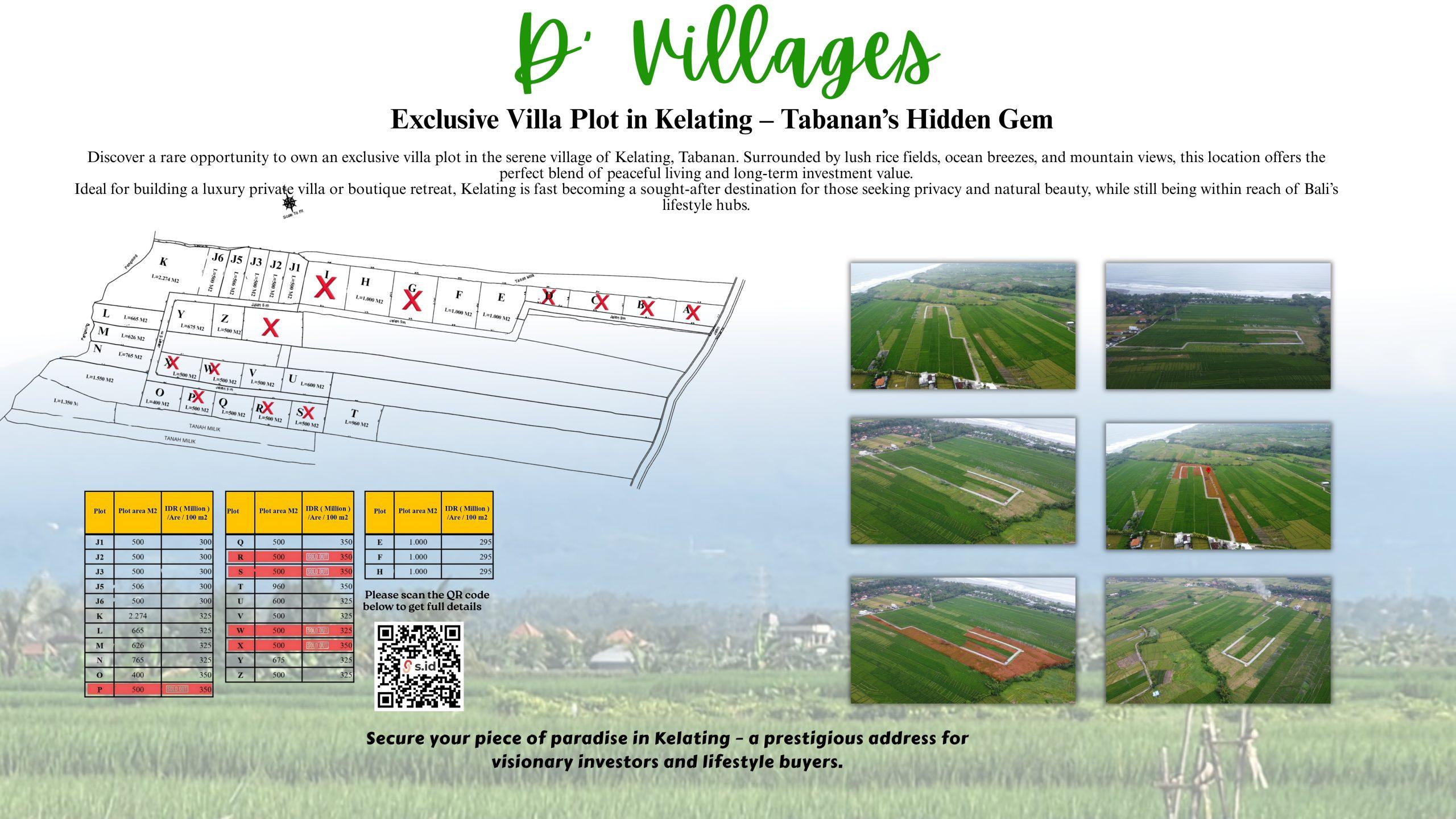 Home discover a rare opportunity to own an exclusive villa plot in the serene village of kelating, tabanan. surrounded by lush rice fields, ocean breezes, and mountain views, this location offers the p